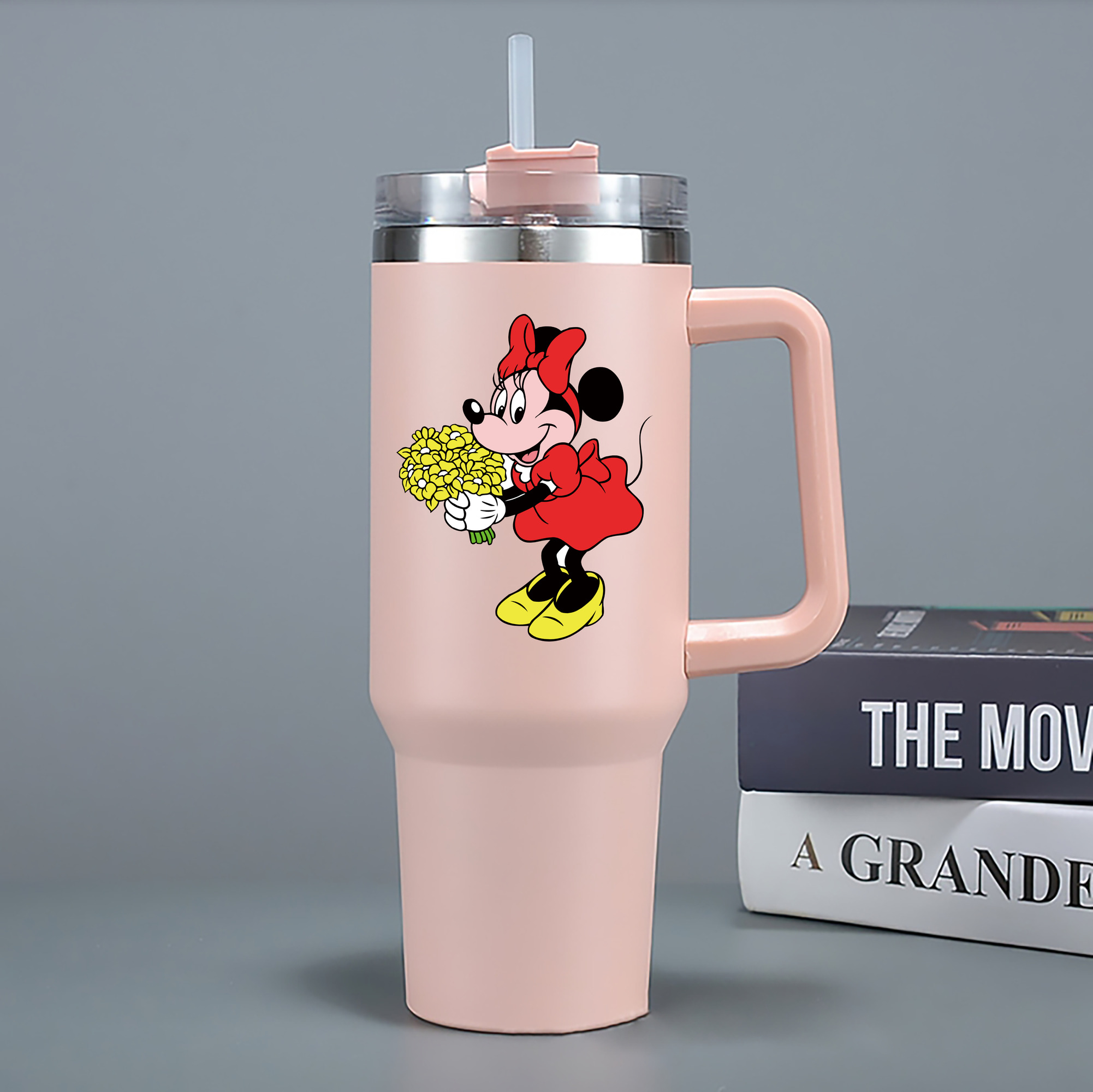 （画像用） ミッキーマウス Mickey Mouse 1200mL車用タンブラー - クリスタルステッカー（プラスチックストロー付き）